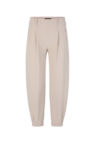 WINDSOR. Business-Hose Stretch-Bundfalten-Ballon-Hose in Schwarz hellbeige Straight