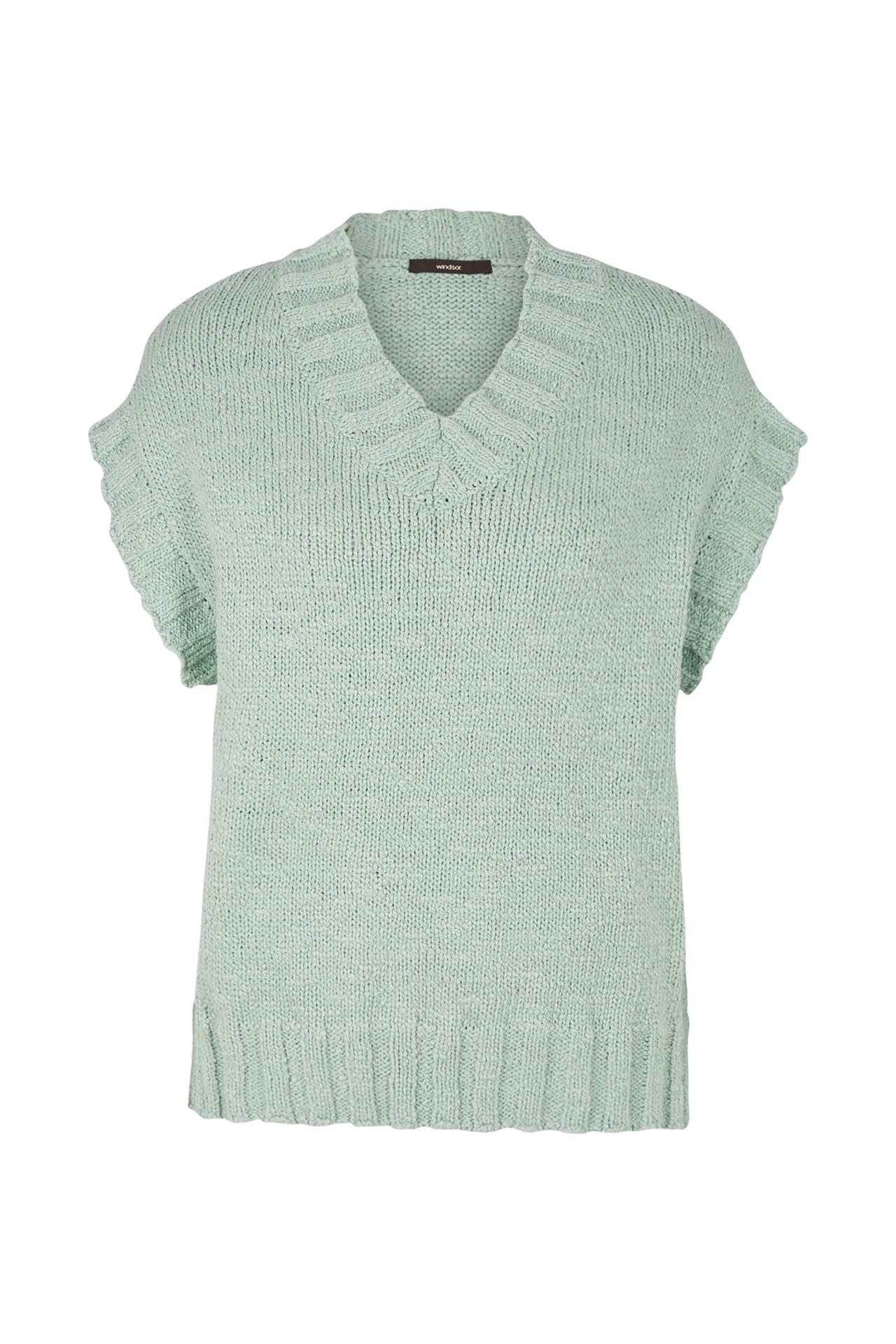 WINDSOR. Pullover Baumwollmix-Strick-Shirt in Beige mintgrün, Bild 1