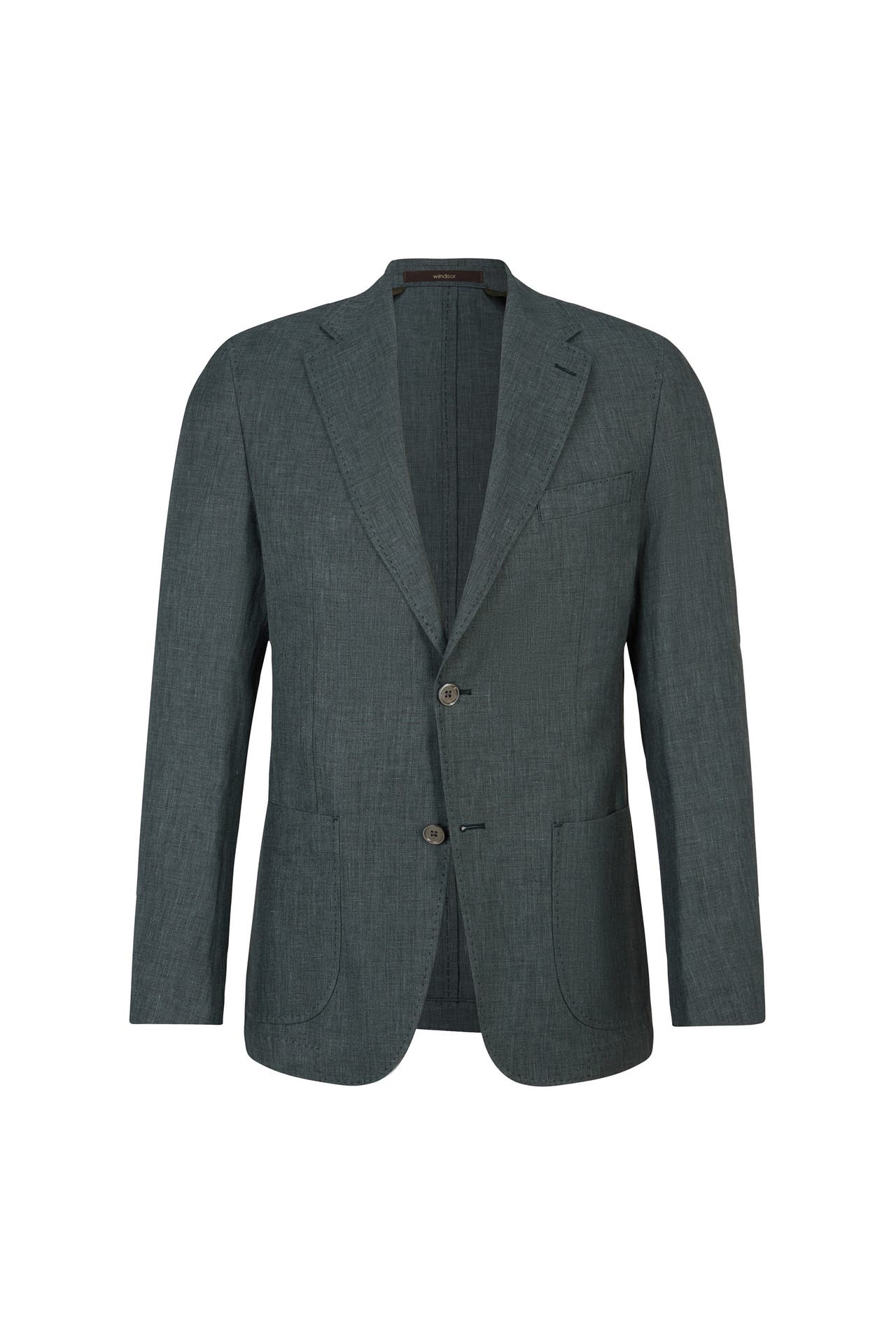 WINDSOR. Business-Sakko Leinenmix-Baukasten-Sakko Giro mit Wolle und Seide in Dunkelgrün dunkelgrün Regular Fit, Bild 1