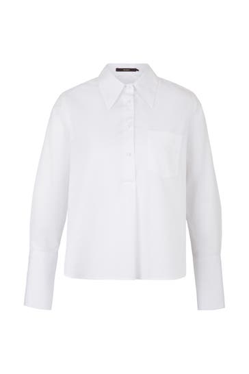 WINDSOR. Business-Bluse Popeline-Baumwoll-Schlupfhemd in Weiß weiß