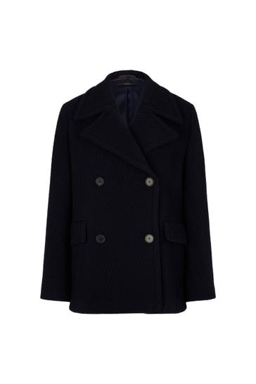 WINDSOR. Übergangsjacke Schurwollmix-Caban-Jacke mit Struktur in Navy navy