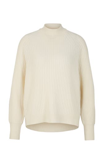 WINDSOR. Pullover Schurwoll-Cashmeremix-Ripp-Strick-Pullover in Schwarz ecru