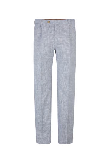 WINDSOR. Stoffhose Baumwollmix-Baukasten-Hose Silvi mit Bundfalte in Braun-Beige gemustert navy-weiß gemustert Straight