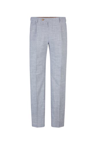 WINDSOR. Stoffhose Baumwollmix-Baukasten-Hose Silvi mit Bundfalte in Braun-Beige gemustert navy-weiß gemustert Straight