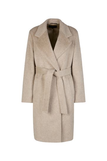 WINDSOR. Wollmantel Brushed-Alpakamix-Roben-Mantel in Hellbeige meliert hellbeige