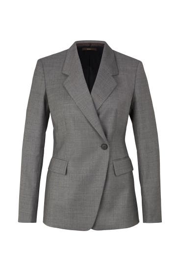 WINDSOR. - Blazer Schurwoll-Longblazer in Grau meliert grau meliert