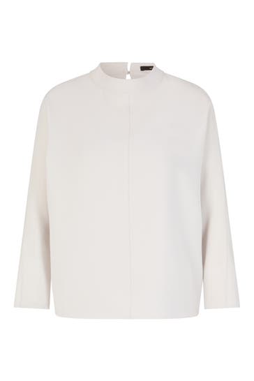 WINDSOR. Casual-Bluse Crêpe-Langarm-Bluse in Schwarz offwhite