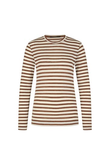 WINDSOR. Longsleeve ecru-braun gestreift