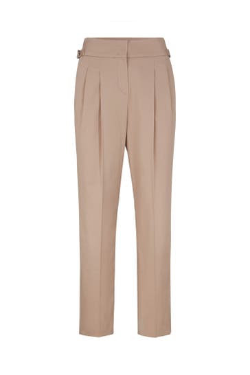 WINDSOR. Baumwoll-Gabardine-Bundfalten-Hose in Beige