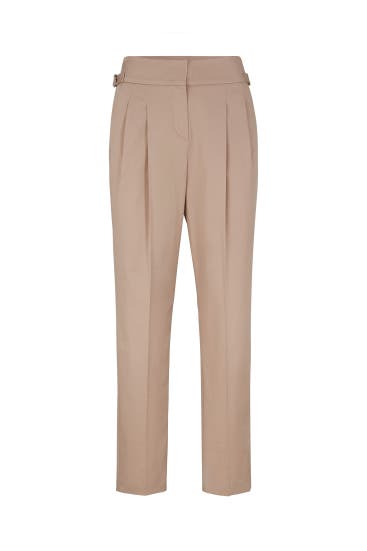 WINDSOR. - Baumwoll-Gabardine-Bundfalten-Hose in Beige