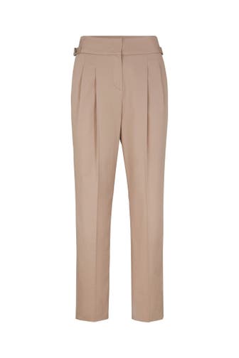 WINDSOR. Baumwoll-Gabardine-Bundfalten-Hose in Beige