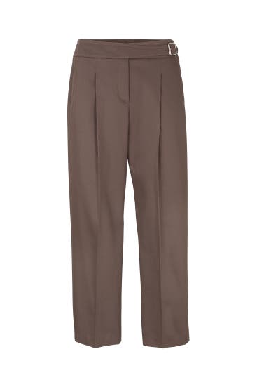 WINDSOR. - Gabardine-Stretch Bundfaltenhose in Braun