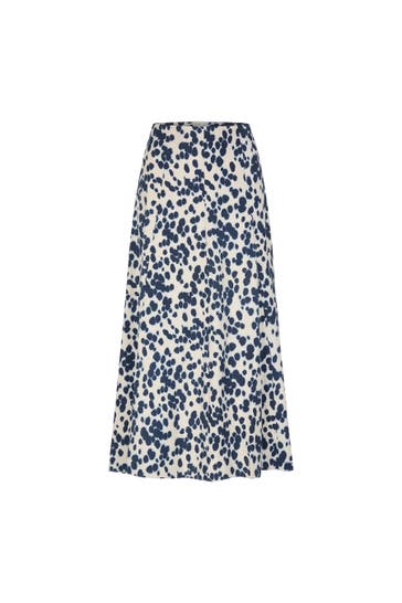 WINDSOR. Rock Print-Maxi-Rock aus Viskose und Seide in Ecru-Blau gemustert