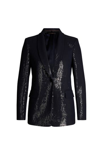 WINDSOR. Blazer Pailletten-Chiffon-Smokingblazer in Ecru navy