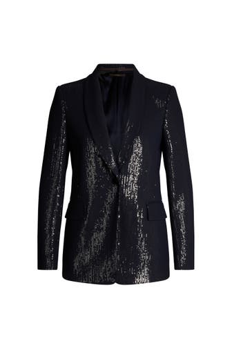 WINDSOR. Blazer Pailletten-Chiffon-Smokingblazer in Ecru navy