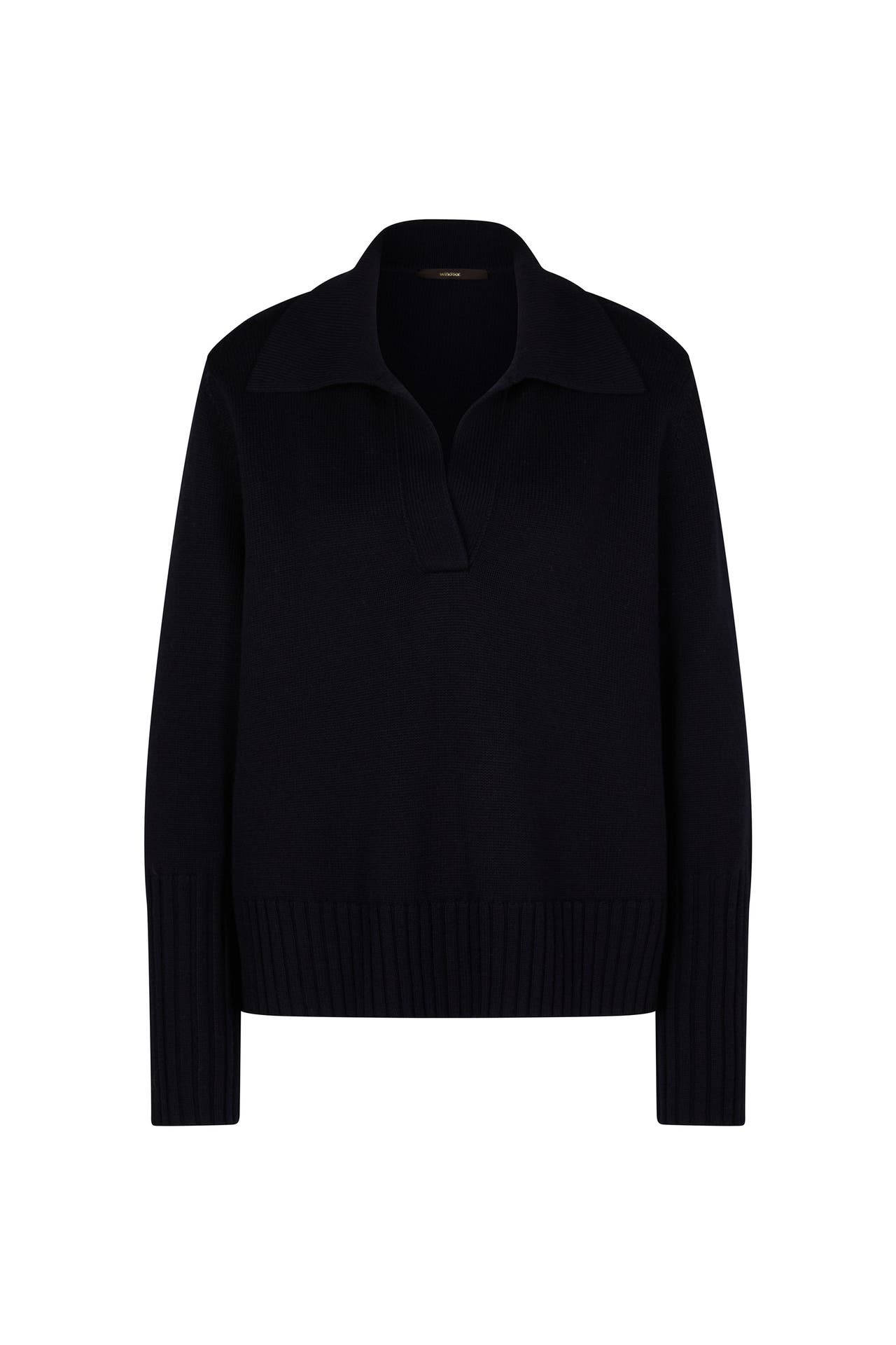 WINDSOR. Pullover Merino-Fein-Strick-Pullover mit Polo-Kragen in Navy navy, Bild 1