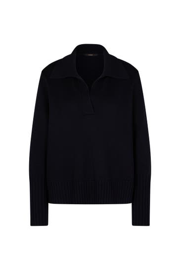 WINDSOR. Pullover Merino-Fein-Strick-Pullover mit Polo-Kragen in Navy navy