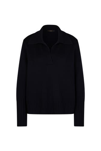 WINDSOR. Pullover Merino-Fein-Strick-Pullover mit Polo-Kragen in Navy navy