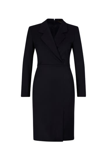 WINDSOR. - Kleid Flanell-Etui-Kleid mit Revers in Dunkelgrau navy