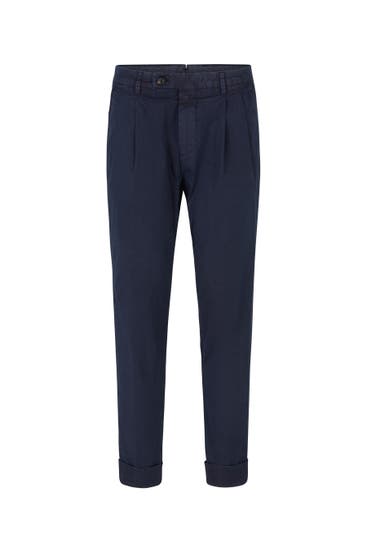 WINDSOR. - Stoffhose Leichte Sommer-Baumwoll-Chino Salvino mit Bundfalte in Hellgrau navy Straight