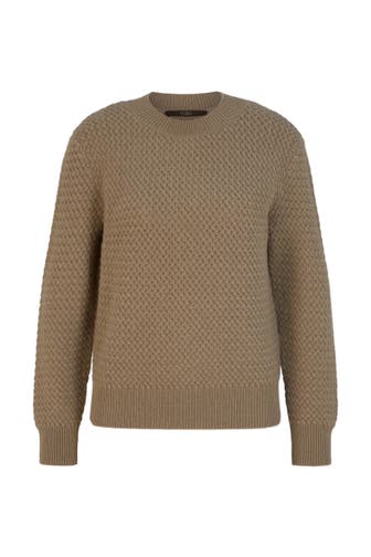 WINDSOR. Pullover Cashmere-Pullover mit Waffelstruktur in Schwarz dunkelbeige