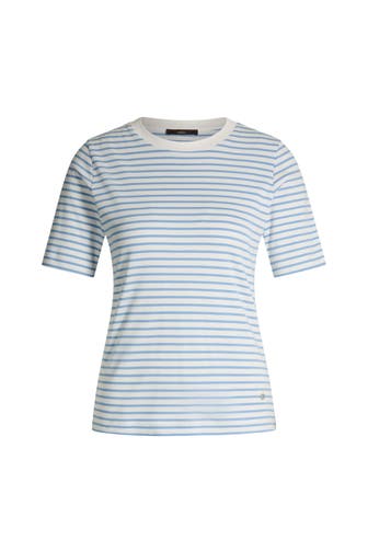 WINDSOR. T-Shirt Baumwoll-Interlock-Halbarm-Shirt in Ecru-Schwarz gestreift blau-weiss gestreift