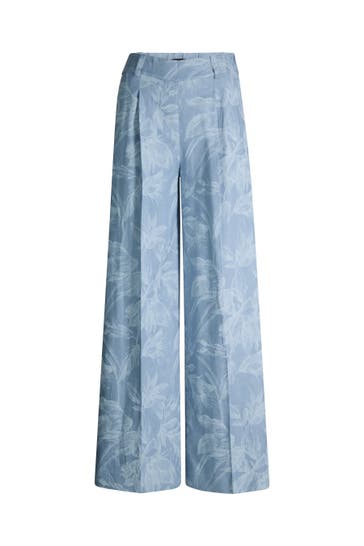 WINDSOR. Stoffhose Palazzo-Hose hellblau-ecru Culotte