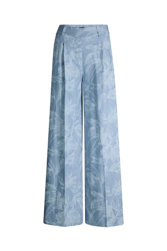WINDSOR. Stoffhose Palazzo-Hose hellblau-ecru Culotte