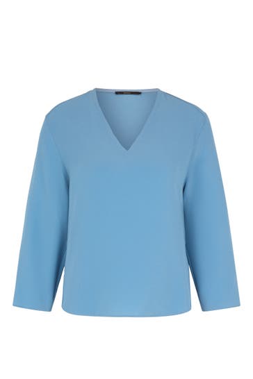 WINDSOR. Blusenshirt Crêpe-Langarm-Bluse in Rotbraun blau