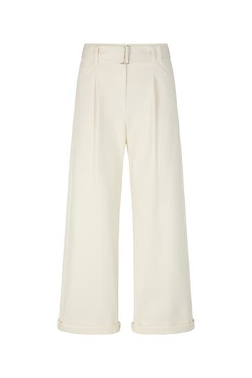 WINDSOR. Stoffhose Bundfalten-Hose ecru Loose Fit