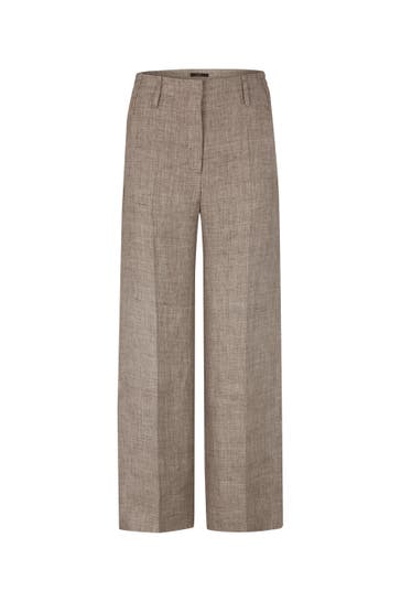 WINDSOR. Stoffhose Bundfaltenhose braun-beige meliert Boyfriend