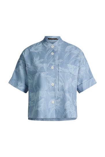 WINDSOR. Business-Bluse Hemdbluse hellblau-ecru