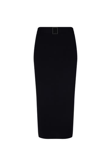 WINDSOR. Maxirock Merino-Full Milano-Strick-Bleistift-Rock in Navy navy