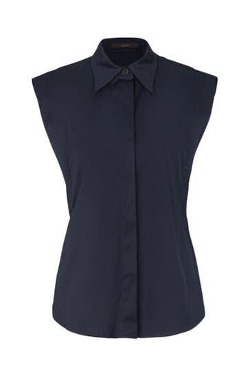WINDSOR. Business-Bluse Baumwollstretch-Blusen-Top in Ecru navy