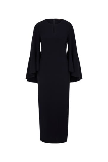 WINDSOR. Kleid Crêpe-Kleid mit Trompetenärmeln in Navy