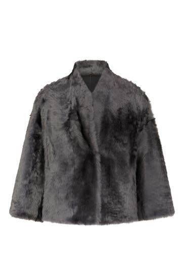 WINDSOR. Felljacke Lammfell-Jacke dunkelgrau