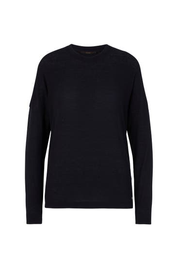 WINDSOR. - Pullover Tencel-Wollstretch-Rundhals in navy