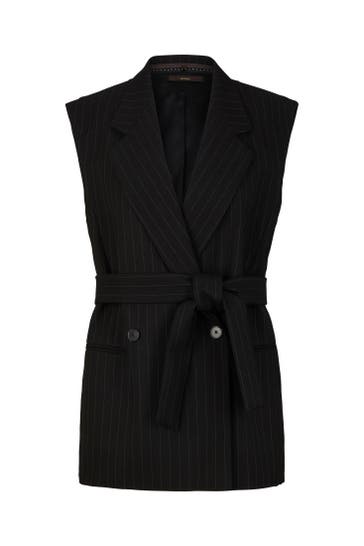WINDSOR. Blazer Schurwoll-Twill-Weste mit Nadelstreifen in Schwarz schwarz