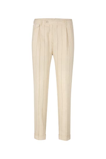 WINDSOR. Business-Hose Sapo beige gestreift Slim