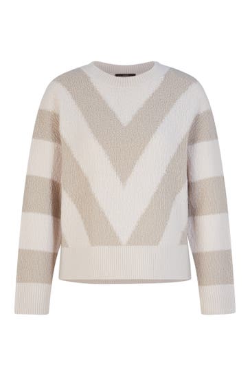 WINDSOR. Pullover Schurwoll-Pullover mit Bouclé-Struktur in Hellbeige-Ecru gemustert hellbeige