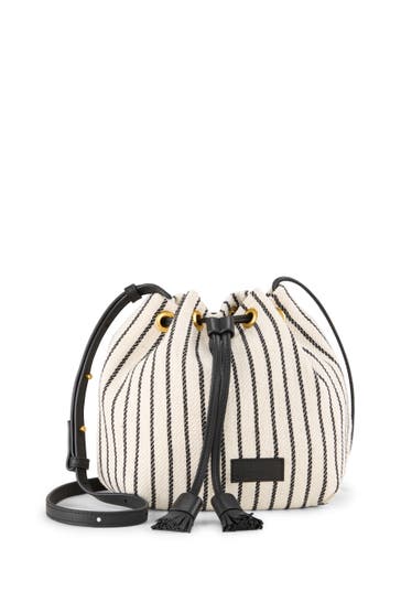 WINDSOR. Schultertasche Bucket-Bag ecru-schwarz