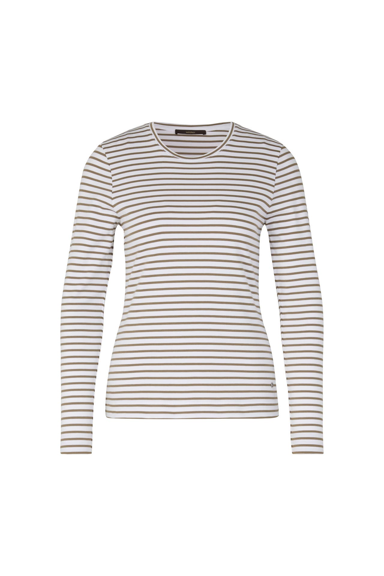 WINDSOR. Langarmshirt oliv-weiss gestreift, Bild 1