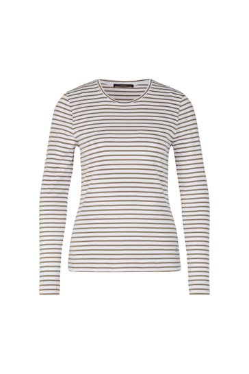 WINDSOR. Langarmshirt oliv-weiss gestreift