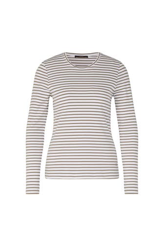 WINDSOR. Langarmshirt oliv-weiss gestreift