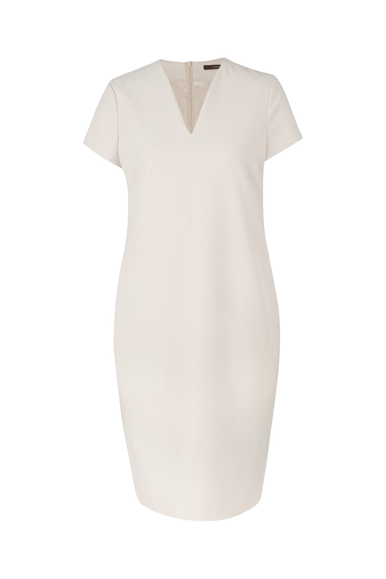 WINDSOR. Crêpe-Kleid mit V-Ausschnitt in Hellbeige, Bild 1