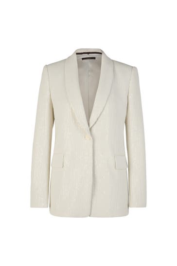 WINDSOR. Blazer Pailletten-Chiffon-Smokingblazer in Ecru navy