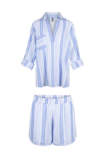 LINGADORE Pyjama Shortama Blaue Streifen