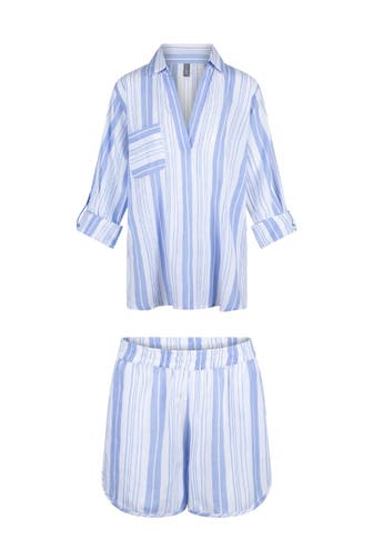 LINGADORE Pyjama Shortama Blaue Streifen