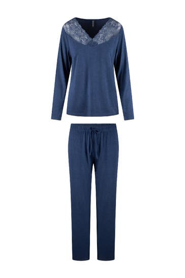 LINGADORE Pyjama Nachtwäsche Dark denim
