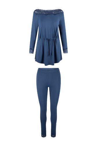 LINGADORE Pyjama Nachtwäsche Dark denim
